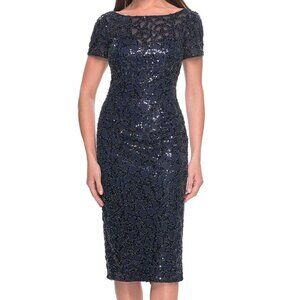 NWT La Femme 30043SC Cocktail Dresses Beaded Navy Size 14
